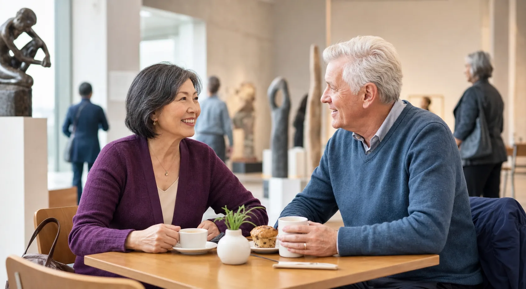Senior dating safety demonstrated by a public daytime first meeting
